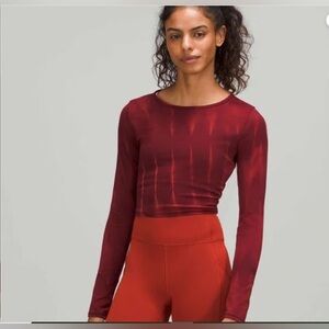 NWT Lululemon Wunder Train Cropped Top Long Sleeve Sun Bleached Red Merlot sz 6